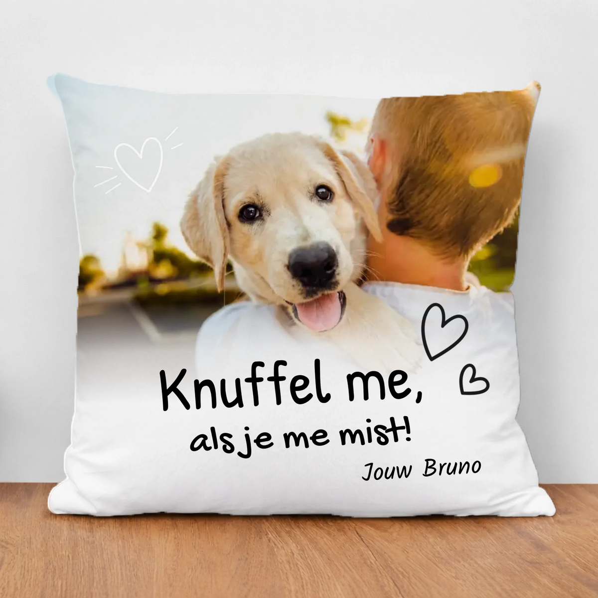 Gepersonaliseerd kussen - Knuffel me als je me mist