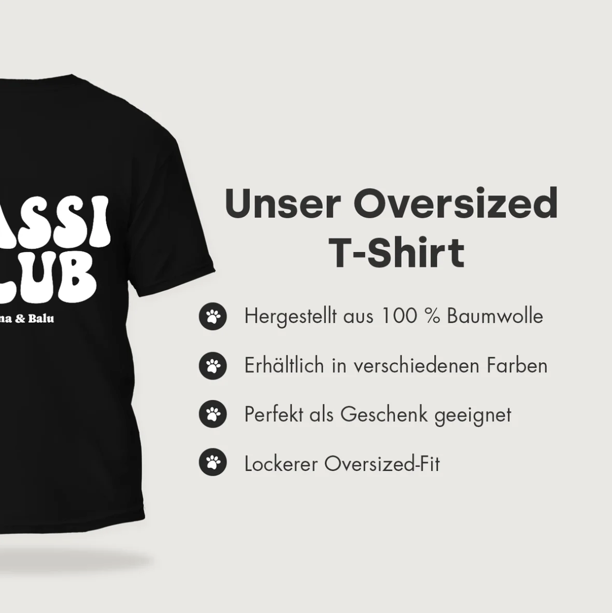 T-shirt oversize noir 100 % coton avec l'inscription "Gassi Club".