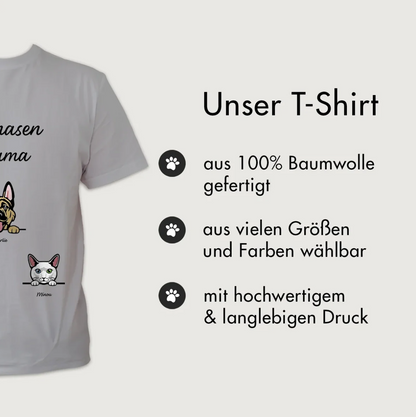 Grijs T-shirt van 100% katoen met gepersonaliseerde print van huisdieren.